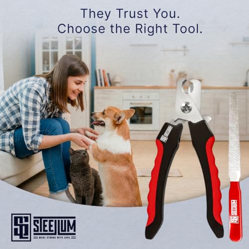 Professional Dog Nail Clippers for Large Dogs and Medium Dogs - with Safety Guard & Ergonomic Easy Grip, Dog Nail Trimmer for Large Dog, Safe Cat Nail Clippers - for Precise Grooming