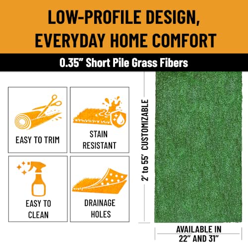Ottomanson Artificial Grass Runner Lite 31" x 36' | Fake Grass for Pathway, Side Yard & Patio Border, Outdoor Turf Runner with Drainage Holes, UV Resistant - size: 36-ft