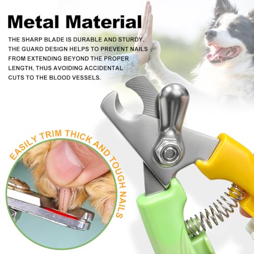 Yellow Green Large Dog Nail Clipper with Guard Dog Nail Trimmer | Stainless Steel Blade,Ergonomic Fishtail ABS Handle,Cat Nail Clipper,Cat Nail Trimmer,Cat Toenail Clipper,Pet Nail Trimmer - color: Yellow Green, size: 6.38in/16.2cm