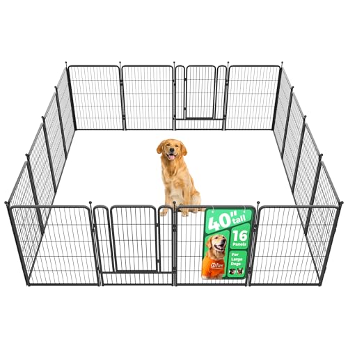 FXW Rollick Dog Playpen, Indoor, Yard & RV Camping, 40" H, 16 Panels | Easy setup, Heavy-duty, DIY layouts, for Medium & Large Dogs, Patented - color: Black, size: 40"H