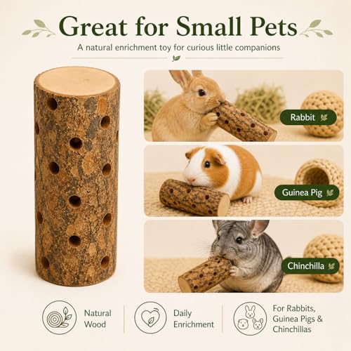 Apple Wood Chew Toys for Small Animals - Molar Wood Treats & Cage Accessories for Rabbits, Hamsters, Guinea Pigs, Mouse, Bunny Teeth Care - size: Large