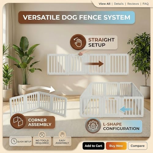 Dog Playpen with Door, Portable Large Puppy Playpen for Indoor & Outdoor Use, Tool-Free Assembly Modern Pet Play Pen for Dogs, Cats & Rabbit Cage - color: 10 Panels 2 Door, style: 10 Panels 2 Door