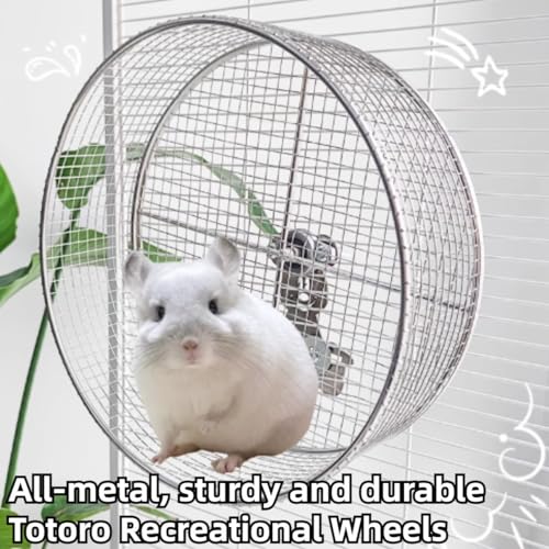 Large Stainless Steel 11.81''L x 3.94''W x 11.81''H Silent Running Wheel for Chinchilla, Toys for Cage, Super Mute Spinner Exercise Running Wheel for Gerbils, Rat, Mice