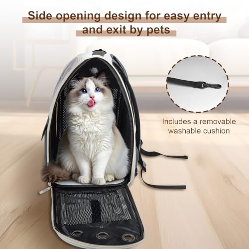 Airline Approved Cat Carrier Backpack - Ventilated Breathable Mesh for Small Dogs & Cats (15lbs), Soft Sided Dog Backpack for Hiking, Camping, Travel & Vet Visits with Padded Straps (Grey) - color: Grey