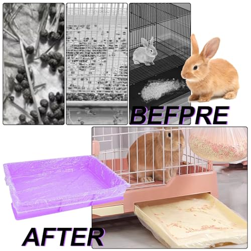50 Pcs Disposable Cage Liners Clear Plastic Rabbit Cage Liner Bag Elastic Small Animal Toilet Film for Bunny Hamster Totoro Hedgehog Guinea Pig and Small Animals