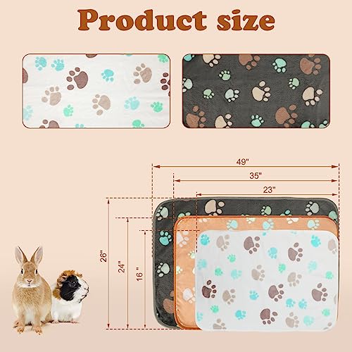 YUEPET 3 Pack Waterproof Guinea Pig Blankets, Fleece Cage Liners, M | Guinea Pig Fleece Cage Liners, Waterproof Backing, Machine Washable, Soft Fleece bunny blanket, 35 x 24 in - color: White+gray+coffee, size: M-35"×24"