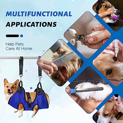 PatiencET Dog Grooming Hammock Kit | For Cats & Dogs up to 17 lb, Hanging Harness and Sling for Nail Trimming, Includes Clippers/Trimmer, File & Comb, Blue S - color: Blue, size: S (17 LB Max)