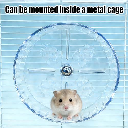 Hamster Silent Running Exercise Wheel for Small Animals, 9.5 inch | Anti-Skid, Adjustable Stand, Quiet Silent, Transparent Visible, Cage Mount, Gerbils, Rats, Mouse, Mice