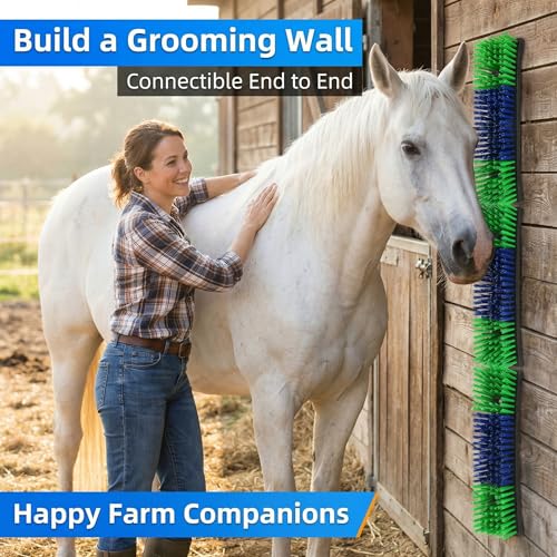 Livestock Scratching Brush, Itch Relief Goat Scratching Post brush | Wear-Resistant Nylon Bristles, Heavy-Duty Screws, Self-groomiing Goat Scratching Post for Horses, Cows, Sheep, Pigs, Donkeys