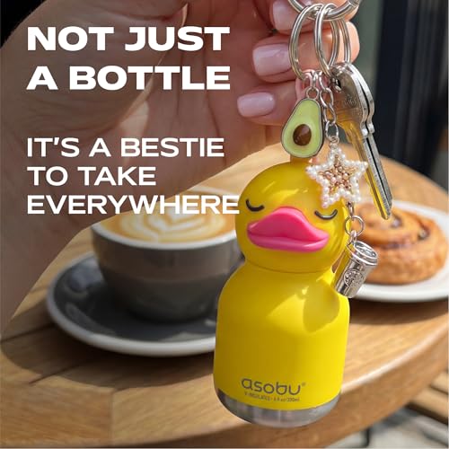 asobu Mini Bestie Water Bottle, Cute Collectible Character, Stainless Steel | 6.7 oz, Leak Proof Seal, Spill Resistant, BPA Free Materials, Dishwasher Safe, Reusable Straw Included, Great Gift Idea - color: MINI BRYN THE DUCK