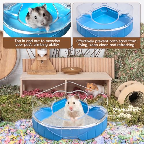 PINVNBY Hamster Bathroom Gerbil Plastic Sand Dry Bath Container Small Animal Sauna Toilet Sandbox with Scoop for Hamster Gerbil Rat Mice and Small Animal