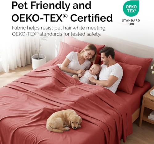 Southshore Fine Living, Inc. Twin XL Sheet Set 4 Piece, 21 Inch Deep Pocket Bed Sheets with 2 Pillowcases, Microfiber Wrinkle Free Easy Care Pet Hair Resistant Bedding - Marsala (Terracotta Sheets) - color: 05 - Marsala (Terra Cotta), size: Twin XL
