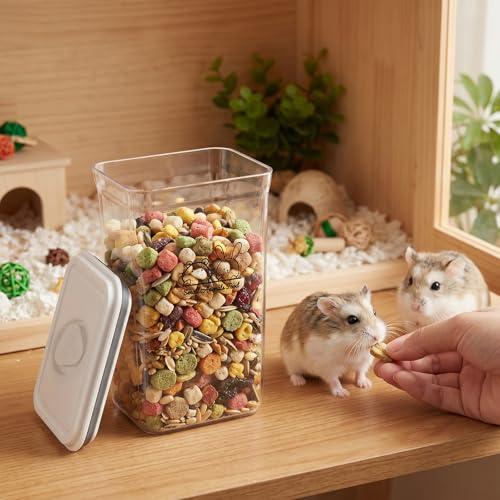 3.4QT Pet Food Containers for Small Animals, Airtight Dog Cat Treat Container with Lid, Ideal for Storage Hamster Rabbit Pellet Food and Bird Seed