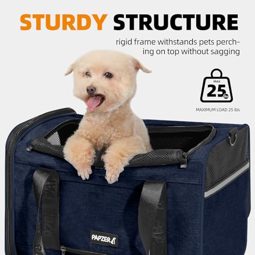 Cat Carrier for Travel, Soft-Sided, Top Loading, Privacy Curtain, to 20 lbs | Medium Pet Carry Bag Nervous Cat, Vet Visits Car Transport, Luggage Sleeve Suitcase Attachable Small Puppy Crate Kennel Navy - color: Navy