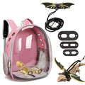 kathson Bearded Dragon Carrier with Harness and Leash Set, Large Reptile Travel Carrier Portable Lizard Backpack Clear Small Animals Carrying Bag for Gecko Hamster Rabbit Hedgehog Kitten (Pink) - color: Pink
