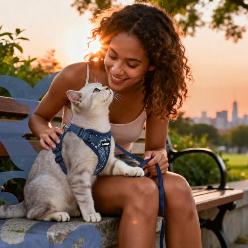 rabbitgoo Cat Harness and Leash Set, Escape Proof Vest, Cosmic Ace | Soft Breathable Mesh, Easy Adjustable Fit, Snap Buckles, Sturdy Clip, Reflective Strips, for Kittens & Small Cats Walks, Xxs - color: Cosmic Ace, size: Xxs