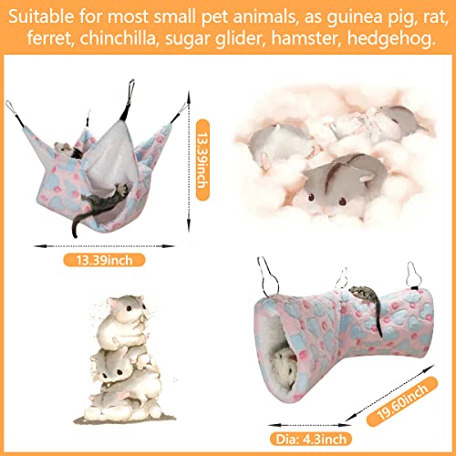 LEFTSTARER Guinea Pig Ferret Rat Hammock Toy Set - Small Animal Cage Accessories Hideout Tunnel & Bunkbed for Rat Ferret Guinea Pig Hamster Sugar Glider Chinchilla (Heart-Pink) - color: Hammock set Heart-Pink