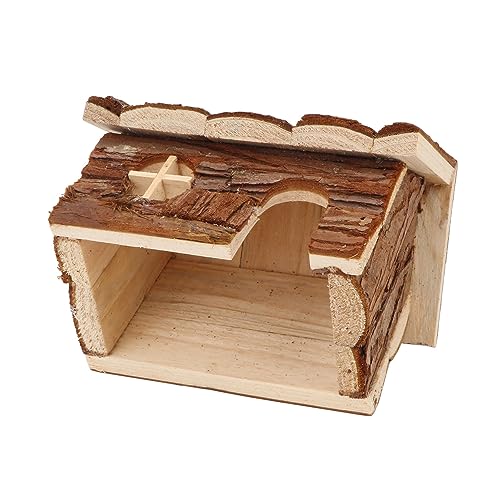 Wontee Hamster Wood House Hamster Hideout Hut for Dwarf Hamsters Mice Small Gerbils (Small)