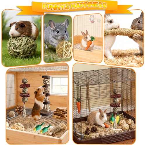 Rabbit Toys Bunny chew/Premium Guinea Pig Toys Natural Material Timothy Hay Sticks Apple Wood Sticks Handmade for Guinea Pig Hamster Rat Chinchilla - color: TOY-1-11