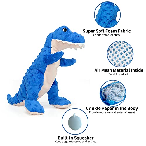 DODODOLA Dog Toys Blue Dinosaur Stuffed Squeaky Puppy Toy for Small Large Dogs - color: Blue Dinosaur