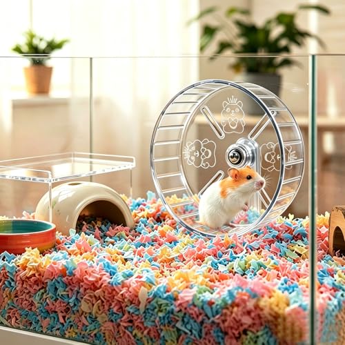 Hamster Wheel,Super Silent Hamster Exercise Wheels,Silent Wheel,Hamster Wheels,Adjustable Stand Hamsters Exercise Wheels,Quiet Rat Wheel (Transparent, Ф7 inch) - size: Ф7 inch