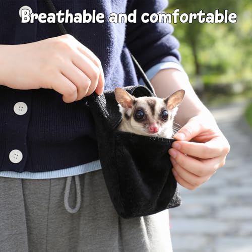 2 Pack Carry Bonding Pouch Sugar Glider Pouch Breathable Soft Hamster Carrier Small Animal Travel Sleeping Bag Cage with Strap Zipper for Squirrels Hamsters Rodents Other Small Pets