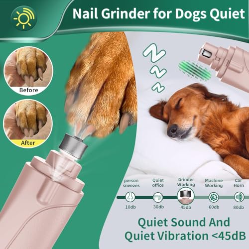 2 in 1 Dog Nail Clippers & Cat Nail Clippers Trimmers for Large Medium Small Dogs Cats Claw Trimmer Quick Sensor and Safety Guard USB Rechargeable Dogs Nail Trimmer with Catcher & 2 LED Lights - color: Pink