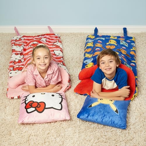 Silk Touch Sherpa Slumber Bag for Boys and Girls, Sleeping Bag with Zipper, Sleepover Set, 27 x 56 inches - color: Pokemon Bring the Battle w/ Pillow