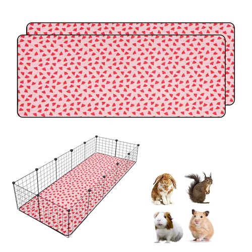 2 PCS Guinea Pig Cage Liner, Reusable Waterproof Guinea Pig Liner, Washable Small Animals Bedding, Super Absorbent Pet Pee Pads Guinea Pig Mats, Rabbit Mats for Cages (28 * 70 inch) - size: 28*70 inch 2pack
