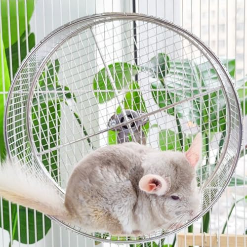 Large Stainless Steel 11.81''L x 3.94''W x 11.81''H Silent Running Wheel for Chinchilla, Toys for Cage, Super Mute Spinner Exercise Running Wheel for Gerbils, Rat, Mice
