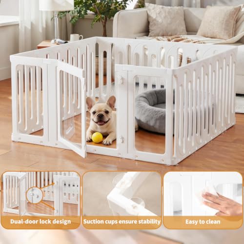 Acrylic Dog Playpen Indoor, Puppy Pens for Small Dogs & Puppies, 15 Panels | Easy Assemble, DIY Flexible Shape Dog Pen with Plastic Fence, Pet Exercise Pin for Small Animals, 24''Tall - size: 24" H