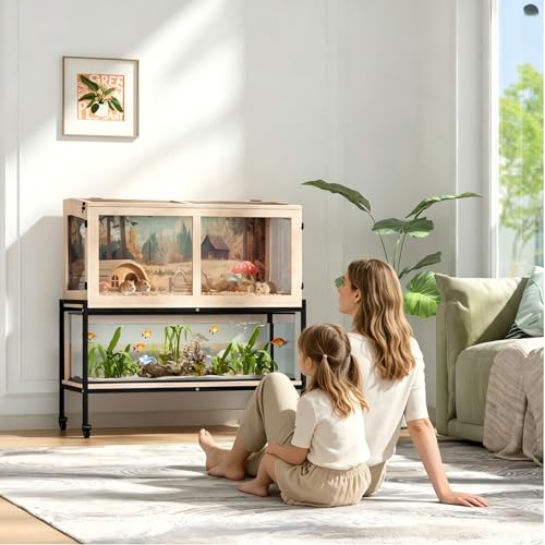 COZIWOW Hamster Cage Chewproof, 39"X18"X40" Movable Large Hamster Habitat | 4 Lockable Caster Wheels, Storage Shelf, Openable Top, Wooden Small Animals Cage for Guinea Pig, Hedgehog, Gerbil, Rat, Mouse - size: 39"L x 18"W x 40"H