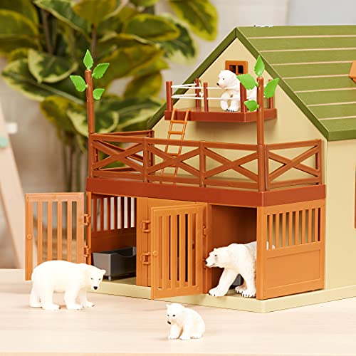 Terra by Battat Animal Hospital Wooden Vet Clinic Toy Barn Playset | 15-piece wooden animal hospital with openable rooftop, ladder, 5 fences, 2 trees, exam table and scale, Playsets, 3+ Years - style: Wooden Vet Clinic