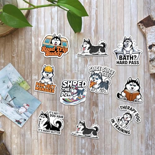 Vybonz Siberian Husky Stickers Husky Dog Lover Puppy Decal Pack | Siberian Husky Stickers, Cute Husky Dog Vinyl Decals, Funny Husky Quotes Stickers, Gifts For Husky Lovers, Dog Owners - color: Husky, size: 3in