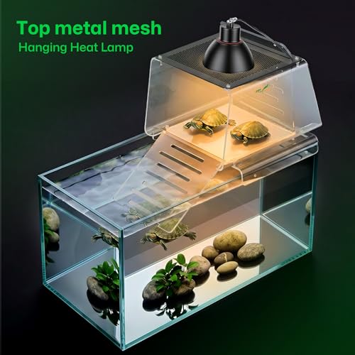 Turtle Basking Platform & Dock Stainless Steel Turtle Ramp Topper Decor for Red Eared Slider Hanging Habitat Enclosure Cage Non-Slip Surface Cuckold Tank with Lid Tortoise House Semi Aquatic Terrapin