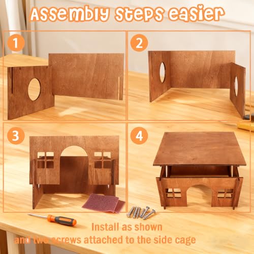 Wooden Guinea Pig Hideout, Small Animal Houses Habitats,Large Hideout House for Small Rabbit Chinchilla Gerbil, Sturdy Hamster Hideout Bed Hutch Bunny Cage - color: Brown Style 1, size: Medium