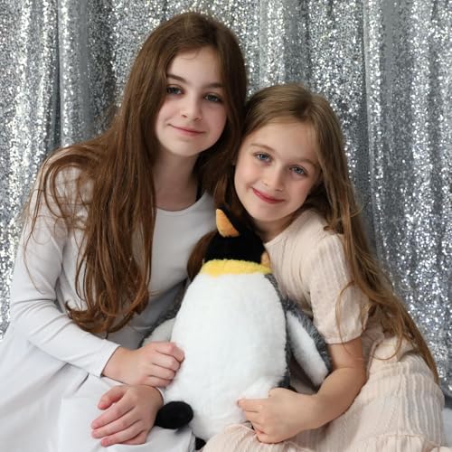 Penguin Plush with 3 Babies, 14 Inch Wind Up Stuffed Animal Set | 4Pcs Stuffed Penguin; Mother and Baby Plushies; Wind-Up Penguin Toy; Zipper Belly Storage; Christmas Birthday Gift for Kids - style: Penguin Black