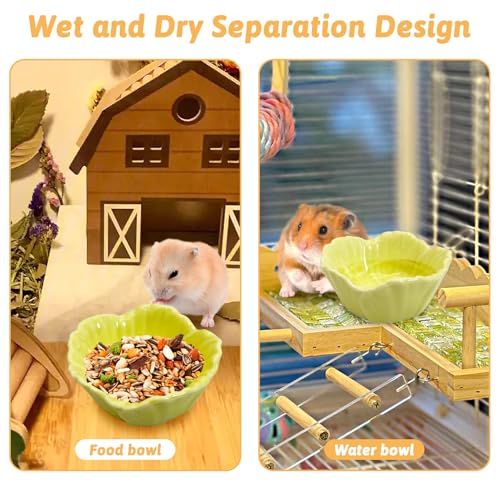Tfwadmx 2 Pcs Hamster Food Bowl, Ceramic Dwarf Hamster Food Bowl Feeder Water Rat Bowl Small Animal Food Dish for Golden Bears, Hedgehogs, Dutch Pigs, Parrots (Yellow) - color: Yellow