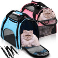 2 Pcs Pet Carrier, Soft Sided Pet Travel Carrier for Cats, Airline Approved Kitty Portable Dog Bags for Traveling Little Dogs, Rabbits, Puppy, Cat(S,Pink, Blue) - color: Pink, Blue