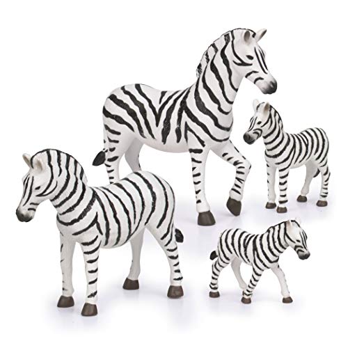 Terra by Battat Zebra Family Animal Figures, 4 Safari Toy Animals, Families | 4 plastic zebra figures with 2 adult zebras and 2 zebra foals for storytelling, collecting, zoo play, Zebra Family, 3+ Years - style: Zebra Family