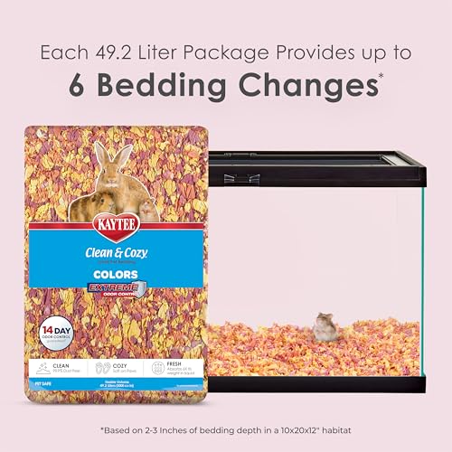 Kaytee Clean & Cozy Colors, Small Animal Bedding with Extreme Odor Control, Sunset 49.2 Liters - color: Sunset, size: 49.2 Liter