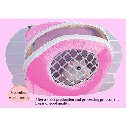 WishLotus Hamster Carrier Bag, Portable Outgoing Travel Handbags with Nylon Straps Small Pet Pouch for Hamster Rat Mini Hedgehog (Pink, S)
