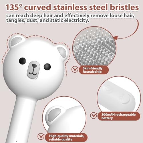 Cat Steam Brush with 2 Spray Levels & Release Button 4-in-1 Cat Water Brush | for Shedding Grooming, Pet Hair Removal Comb for Long Short Haired Cats Dogs, IPX7 Waterproof Self Cleaning Slicker Brush - color: White with Handle