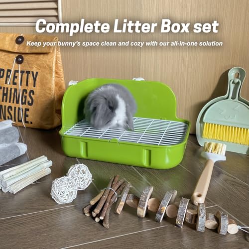 Rabbit Litter Box, Bunny Litter Box, Guinea Pig Potty Trained, Square Small Animal Toilet Potty Pan for Rabbit Guinea Pig Ferret Hamster Chinchilla (Grass Green) - color: Grass Green
