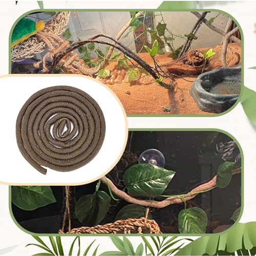 PINVNBY Bearded Dragon Hammock with Suction Cups,Lizard Lounger Natural Seagrass Reptiles Hammocks Reptile Tank Accessories Jungle Plants Climber Vines Leaves Habitat Decor for Lizards Chameleon Gecko