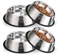 Hamiledyi Stainless Steel Dog Cat Bowl with Rubber Base 4 Pack Pet Feeder and Water Bowls Stackable Non-Slip Puppy Dishes for Small Medium Animals Kitten Rabbit - size: Medium