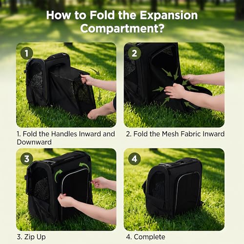 Expandable Cat Backpack Carrier Airline Approved Pet Travel Backpack with Breathable Mesh, Large Space, Safety Leash, Comfortable Padded Straps, Foldable Soft Pet Carrier for Hiking Vet