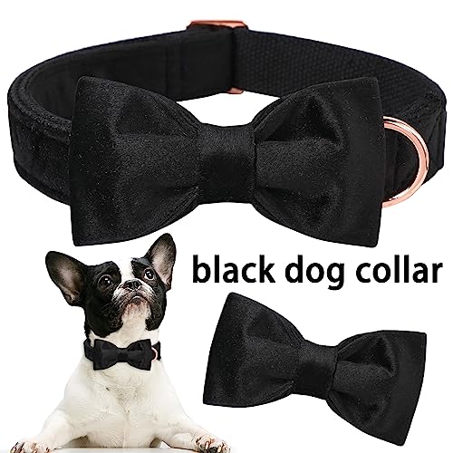 ARING PET Bowtie Dog Collar,Velvet Dog Collars with Removable Bowtie, Adjustable Bowtie Collar for Girl and Boy Dogs. - color: B-Black, size: X-Small (Pack of 1)