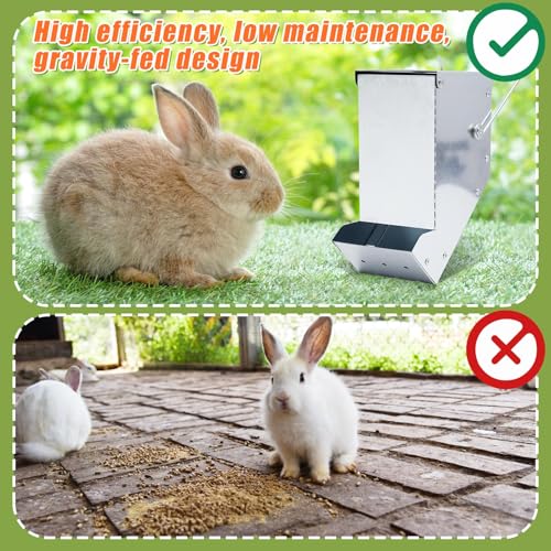 2 Pcs Rabbit Feeder for Cages Small Animal Food Pellet Dispenser with Lid Metal Chicken Grit Oyster Shell Squirrel Feeders Outside(3.2 Inches,Mesh Bottom,Silver) - color: Silver, size: 3.2 Inches, style: Mesh Bottom