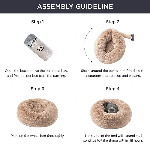 Bedsure Calming Cat Beds Donut Round Washable Kitten Bed,20 inches | Fluffy Faux Fur Cuddler,Anti-Slip Bottom,Anti-Anxiety,Deep Sleeping for Cats&Small Pets Up to 15 Lbs,Light Blue - color: Light Blue, size: 20"L x 20"W x 6"Th